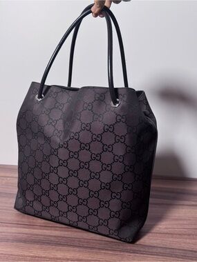 Gucci Black GG Monogram Tote with Double Handles